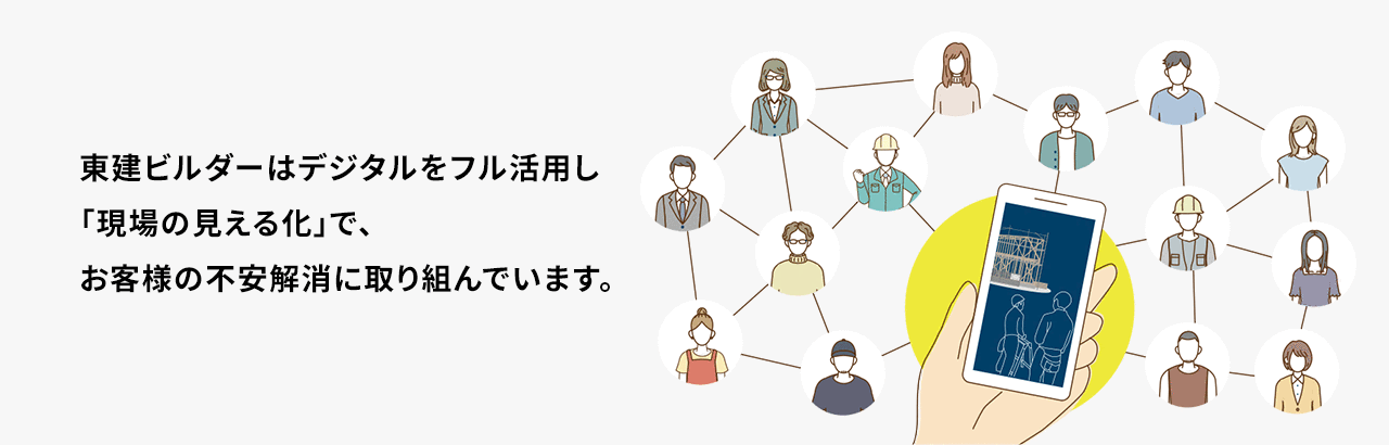 東建ビルダーはデジタルをフル活用し「現場の見える化」で、お客様の不安解消に取り組んでいます。