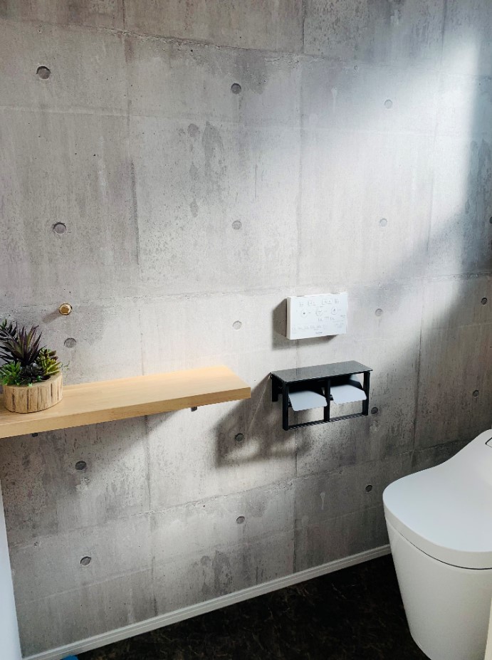 平屋トイレカウンターアラウーノクロスコンクリート