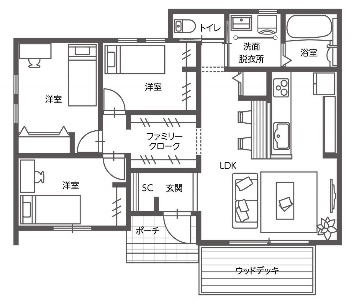 【NEW】邑楽町うずら平屋モデルハウス(オナガ 3LDK)